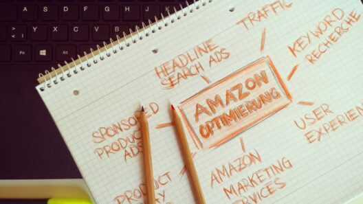 Visual representation of Amazon optimization techniques with handwritten notes and pencils.